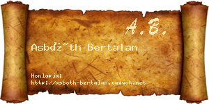 Asbóth Bertalan névjegykártya