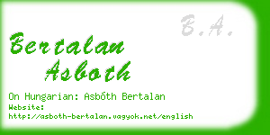 bertalan asboth business card